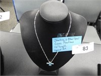 NAVAJO STERLING & BLUE OPAL NECKLACE