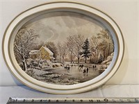 1969 currier and Ives tray print Skating - early