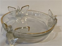 Bird gold trim glass bowl