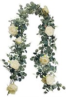 ARTIFICIAL EUCALYPTUS GARLAND WITH WHITE ROSES (