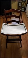 Vintage All Wood High-Chair w/ Removable Metal