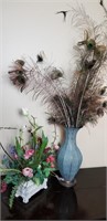 Peacock Feather and Flower Home Decor