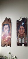 Hand Painted Native American Wooden Wall Hangers