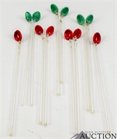 (12) Vintage Glass Swizzle Stir Sticks - 8" Tall
