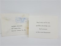 1952 Bing Crosby Thank You Note