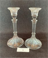 Pair Glass Candlestick Holders