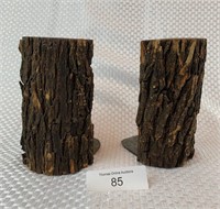 Rustic Log Bookends