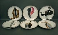 Set of 6 House of Erte Deco Plates