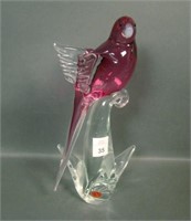 Formia Vetri Murano Glass Parakeet Glass Figurine