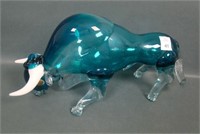 Murano Blue Glass Bull