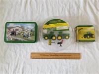 John Deere Tin, Coasters & Tractor Set