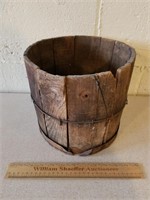 Vintage Wooden Bucket 9" H
