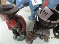 2 Cast Iron Amish Figures & Mini Coffee Grinder