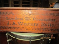 Vtg. Wooden Cigar Box & Antique Dominoes