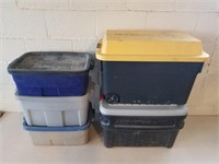5 Assorted Plastic Totes 1 Lot