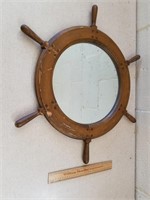 Vintage Ship Wheel Mirror 24 x 26"