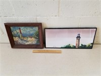 2 Lighthouse Pictures 1 Oil Painting 1 Print
