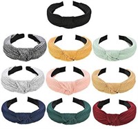 NEW 10 Pieces Wide Plain Headbands Knot Turban