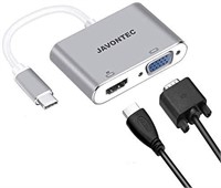 USB C to VGA HDMI Adapter, JAVONTEC USB 3.1 Type