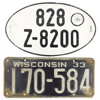 German + 1933 Wisconsin License Plates