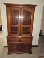 2pc. Lighted Pine China Cabinet