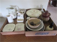 Porcelain 2 Trays - Honey Pot, Hand Bells,