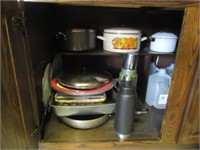 Contents of Lower Kitchen Cabinet, Stock Pots,