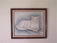 Signed Oil on Board of Cat M. Evans