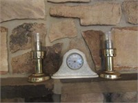 Centurion Mantle Clocks and Pair of Brass Candle