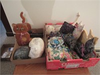 2 Boxes of Cat Collectibles