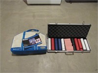 Set of Poker Chips in Case and Bocce Game in bag