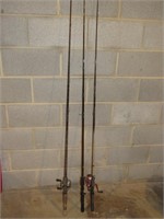 3 Fishing Rods, 2 w/Reels