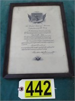 Department of the Navy Framed Certificate