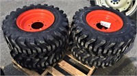 (4X) New 12-16.5 Skidloader Tires on 8 Lug Rims