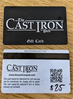$25 Cast Iron Pub Gift Card