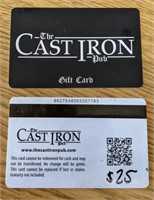 $25 Cast Iron Pub Gift Card