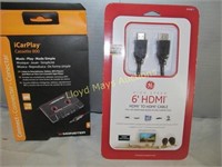 iCar Digital Cassette Adapter & GE HDMI Cable NIB