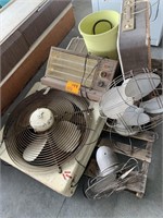 Pallet w/Heaters, Antique-Vintage Fans