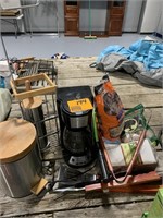 Group w/BBQ Tools, Smoker Chips, Coffee Pot,