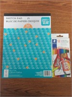 Sketch Pad & Pencil Crayons -New
