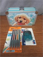 Pencil Box , Pencils & Sharpener -New