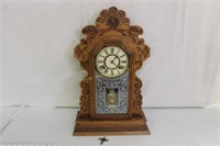 Antique Oak Kitchen Clock w/Pendelum & Key