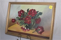 Original Rose Painting by V. Rumer 1948