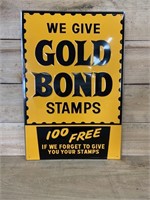Embossed Aluminum Gold Bond Stamps Sign