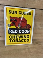 "Red Coon Chewing Tobacco" porcelain sign
