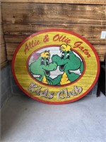 Allie & Ollie Gator Wood Carved Sign