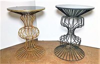 Metal Accent Tables with Smoke Glass Tops