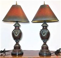 Pair of Ornate Lamps with Shades
