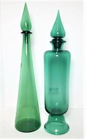 Tall Apothecary Green Glass Jars with Lids