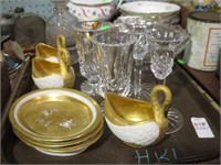 WATERFORD, GOLD SWAN DISHES